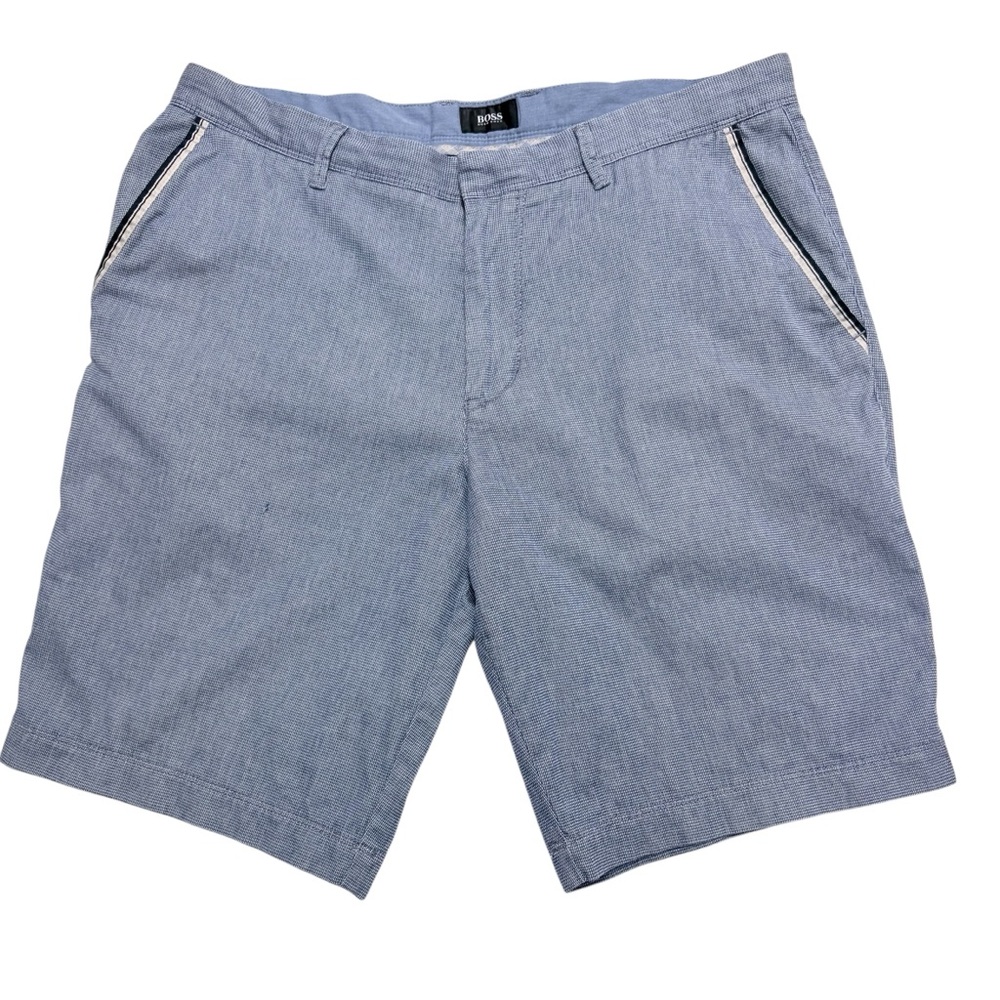 Boss Hugo Boss Men’s Stretch Chino Style Gingham Blue Short Regular Sz 34